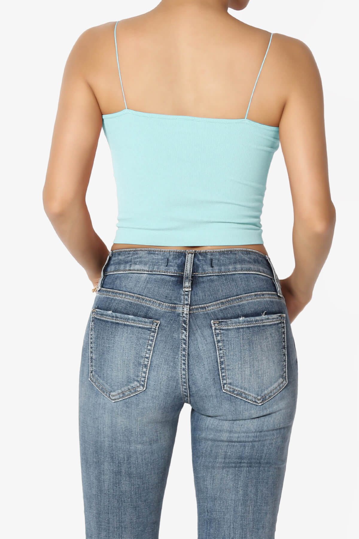Aced Skinny Strap Ribbed Seamless Bra Cami BABY BLUE_2