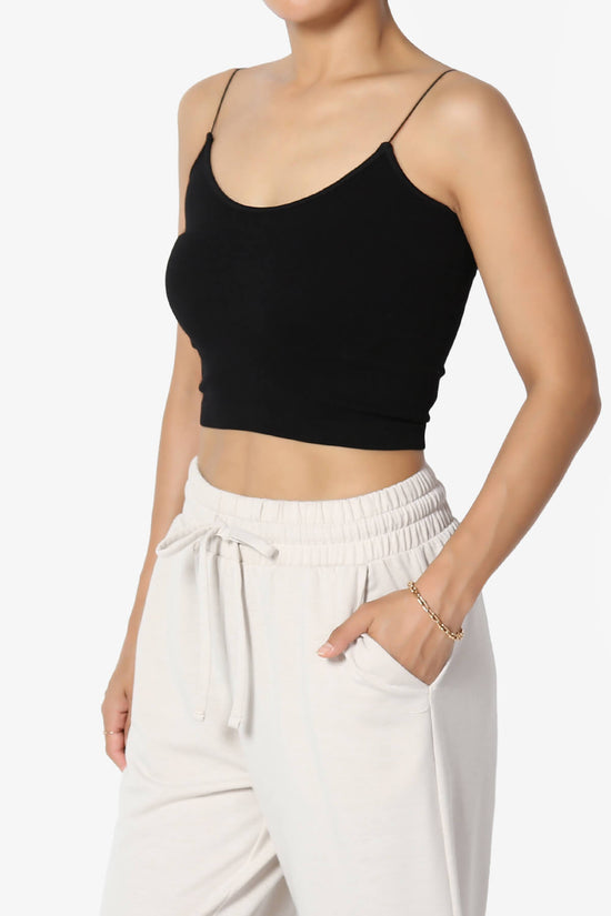 Aced Skinny Strap Ribbed Seamless Bra Cami BLACK_3