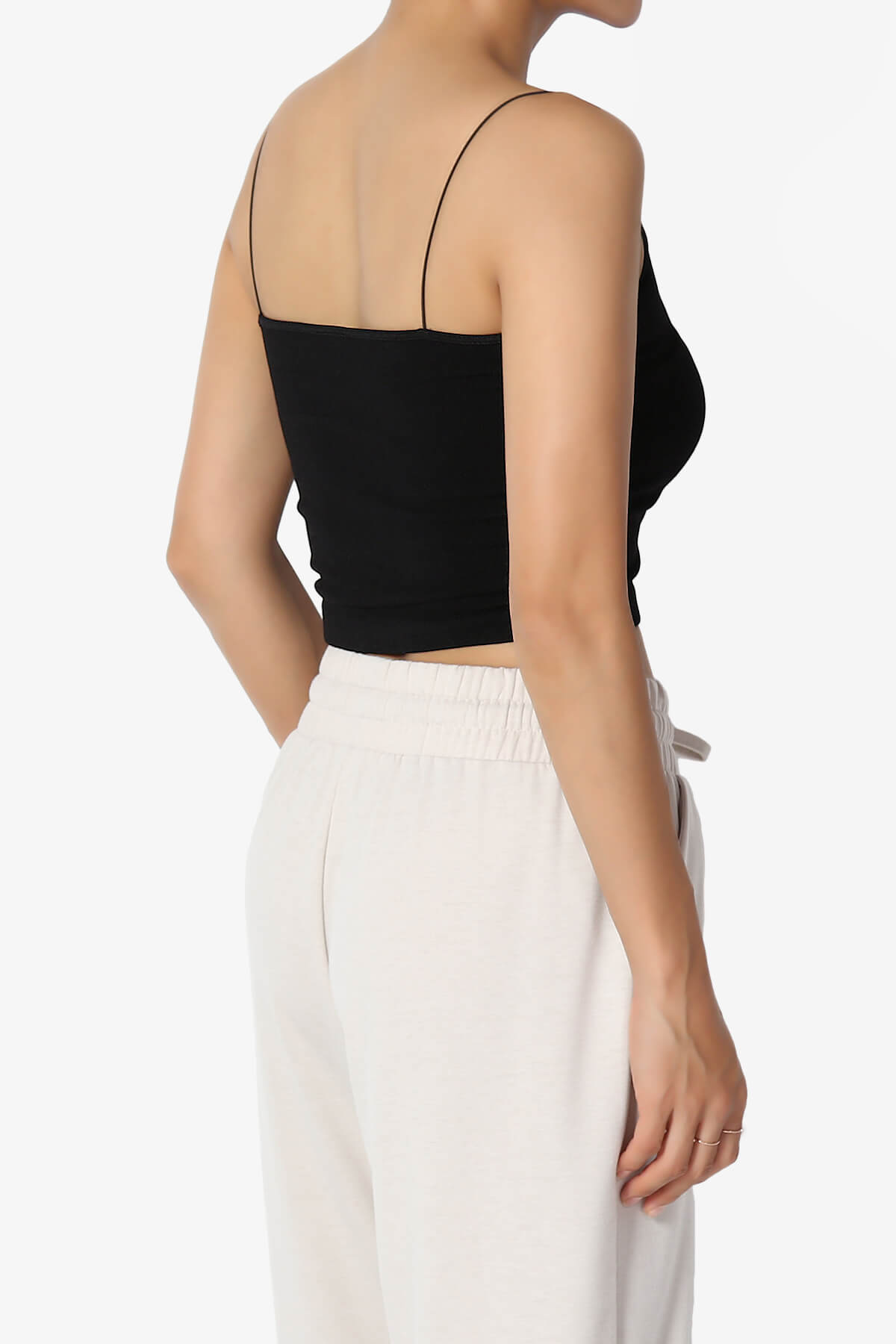 Aced Skinny Strap Ribbed Seamless Bra Cami BLACK_4