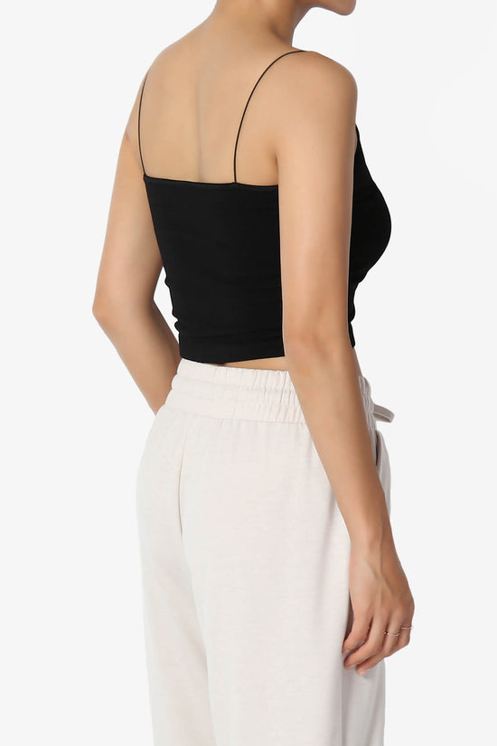 Aced Skinny Strap Ribbed Seamless Bra Cami BLACK_4