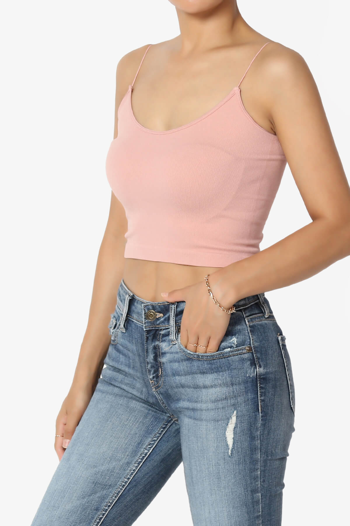 Aced Skinny Strap Ribbed Seamless Bra Cami DUSTY MAUVE_3