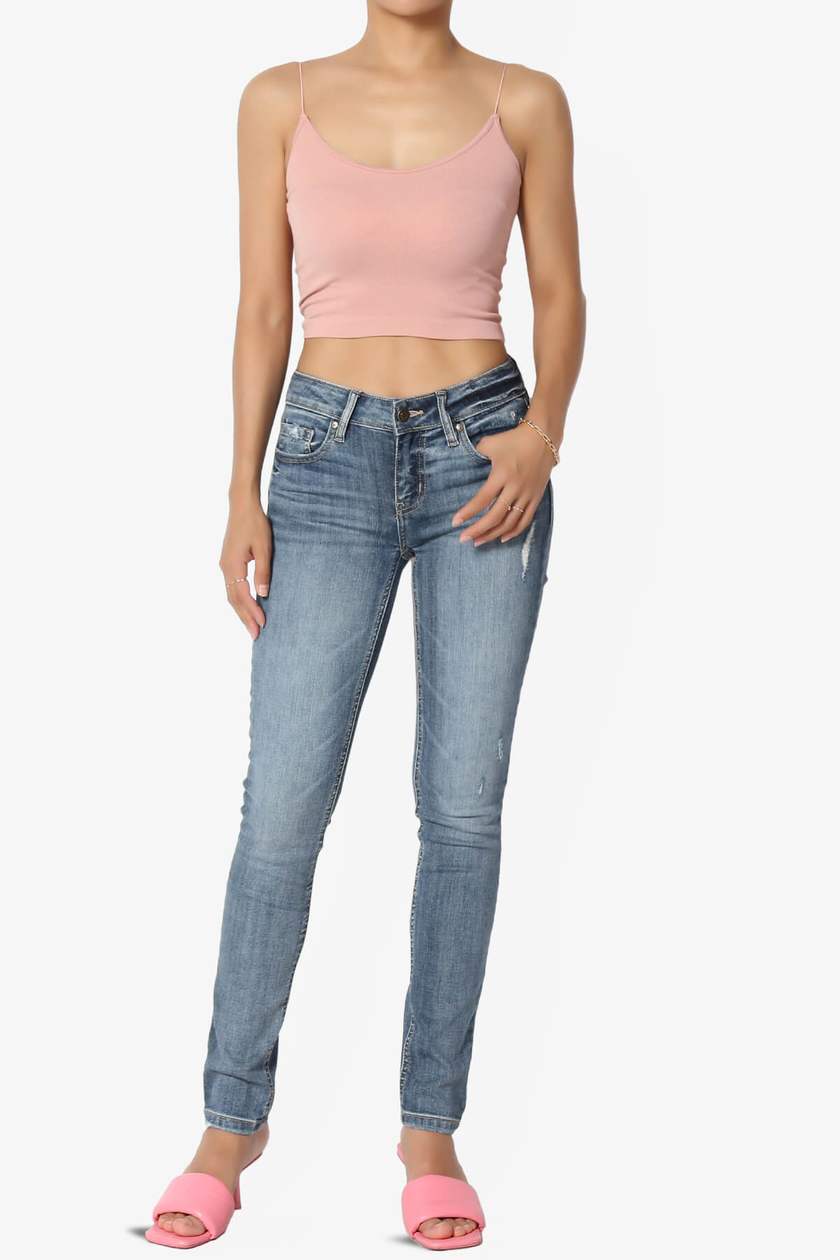 Aced Skinny Strap Ribbed Seamless Bra Cami DUSTY MAUVE_6