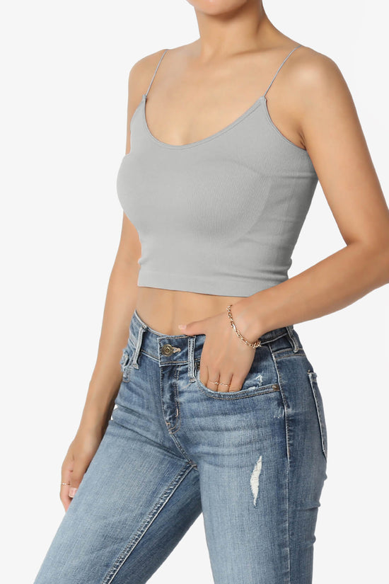Aced Skinny Strap Ribbed Seamless Bra Cami LIGHT GREY_3