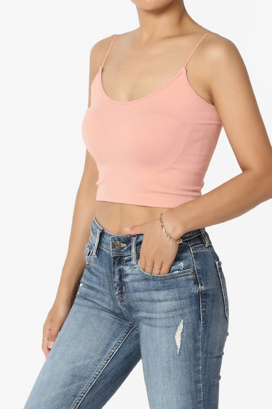 Aced Skinny Strap Ribbed Seamless Bra Cami LIGHT PINK_3