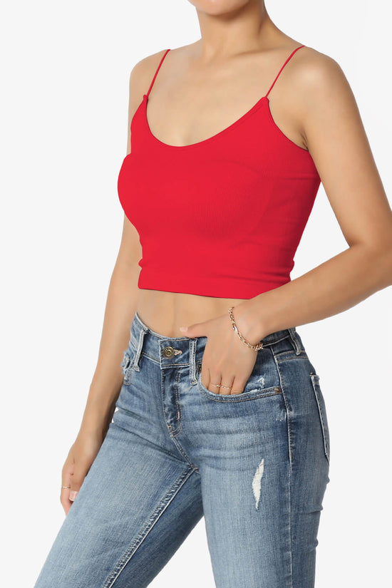 Aced Skinny Strap Ribbed Seamless Bra Cami RED_3