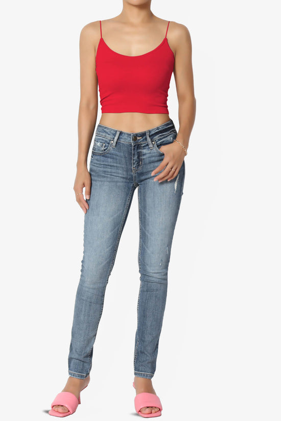 Aced Skinny Strap Ribbed Seamless Bra Cami RED_6