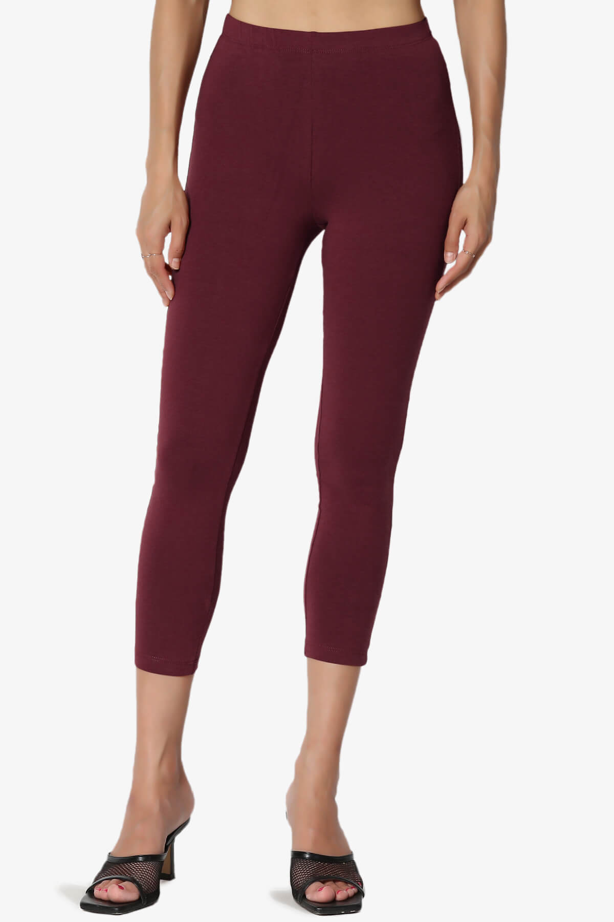 Ansley Luxe Cotton Capri Leggings DARK BURGUNDY_1