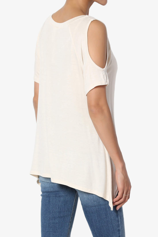 Lani Cold Shoulder V-Neck Jersey Top TAUPE_4