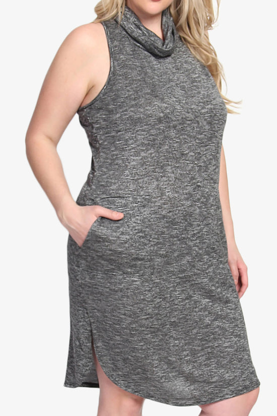 Racerback Cowl Neck Knit Dress PLUS