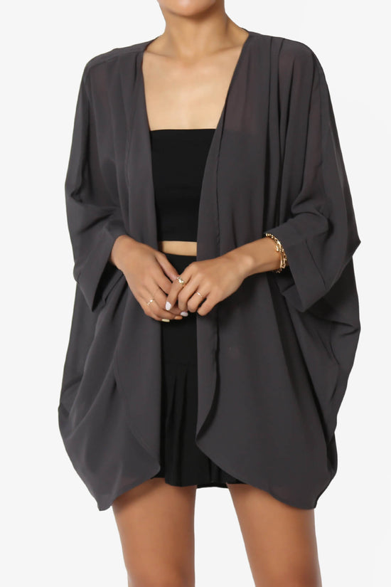 Blivia Pleated Kimono Chiffon Cardigan ASH GREY_1