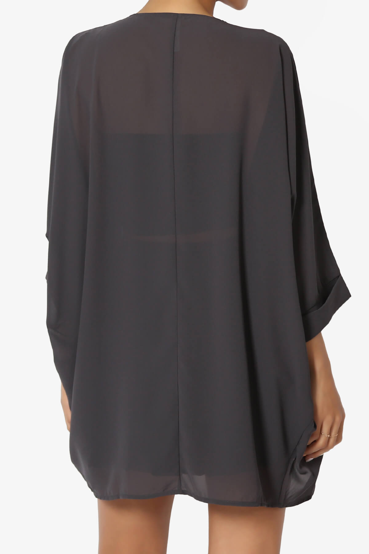Blivia Pleated Kimono Chiffon Cardigan ASH GREY_2