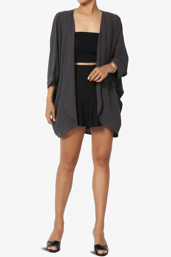 Blivia Pleated Kimono Chiffon Cardigan ASH GREY_6