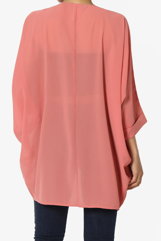 Blivia Pleated Kimono Chiffon Cardigan ASH ROSE_2
