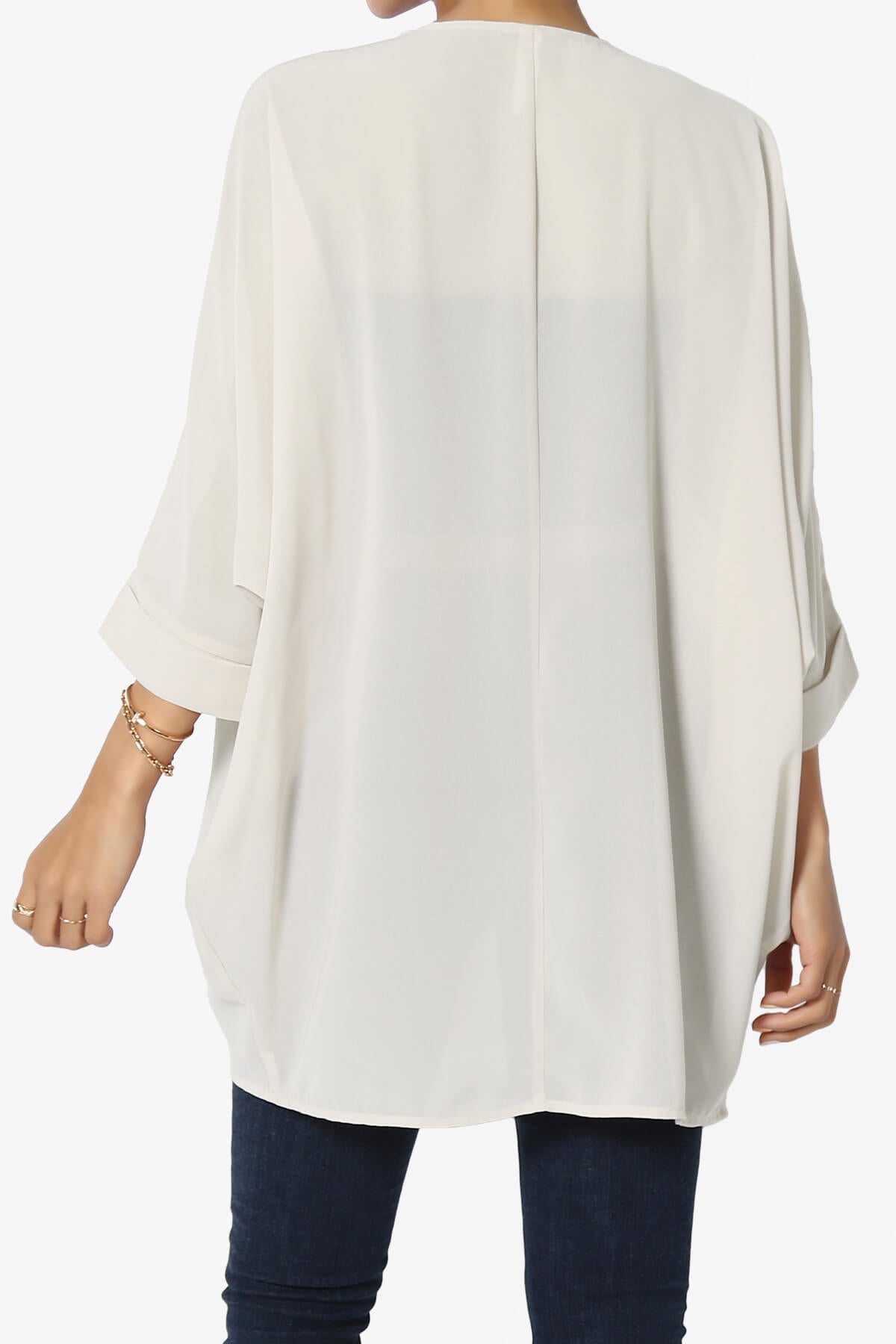 Blivia Pleated Kimono Chiffon Cardigan BONE_2