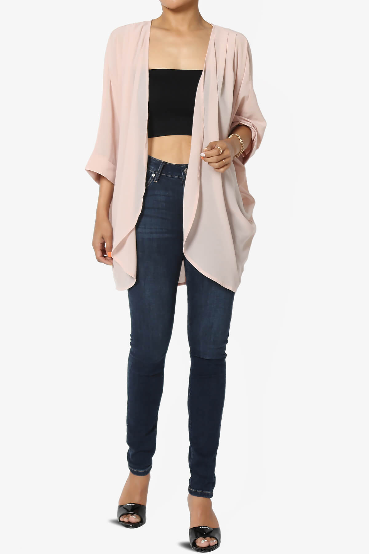 Blivia Pleated Kimono Chiffon Cardigan DUSTY BLUSH_6