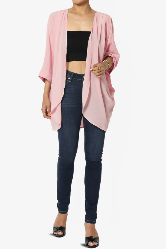 Blivia Pleated Kimono Chiffon Cardigan DUSTY PINK_6