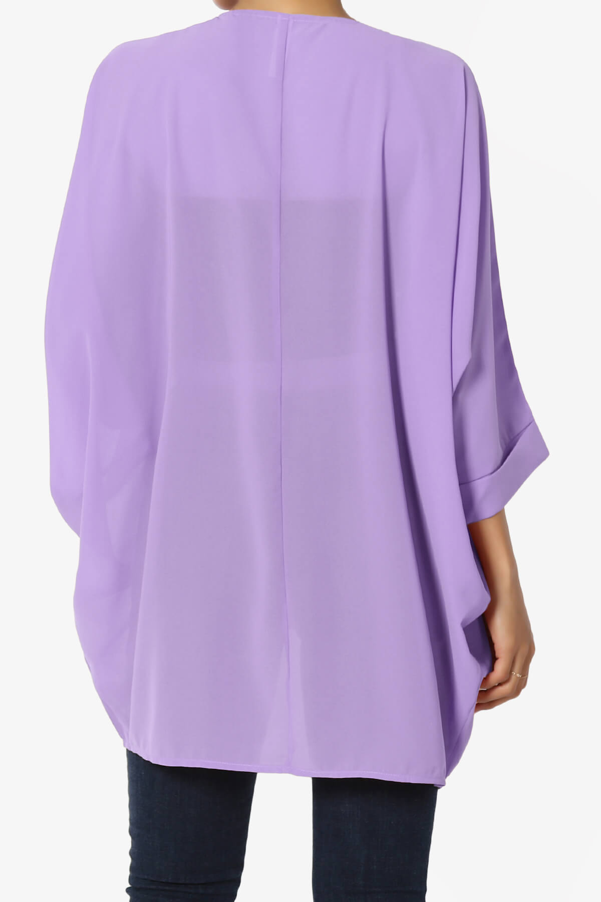 Blivia Pleated Kimono Chiffon Cardigan LAVENDER_2
