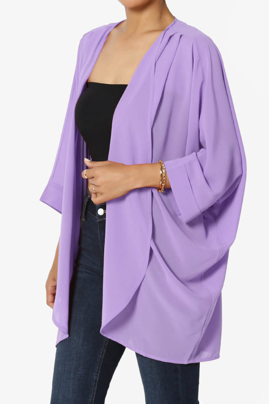 Blivia Pleated Kimono Chiffon Cardigan LAVENDER_3