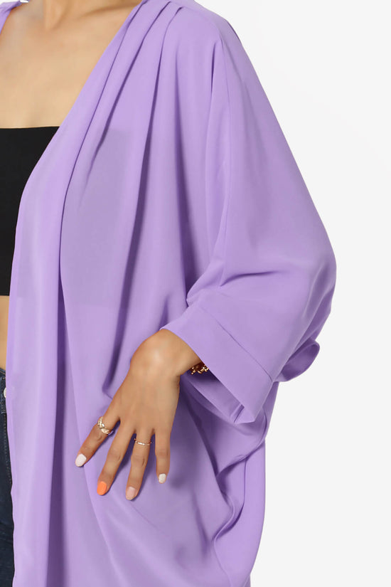 Blivia Pleated Kimono Chiffon Cardigan LAVENDER_5