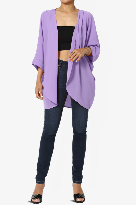 Blivia Pleated Kimono Chiffon Cardigan LAVENDER_6
