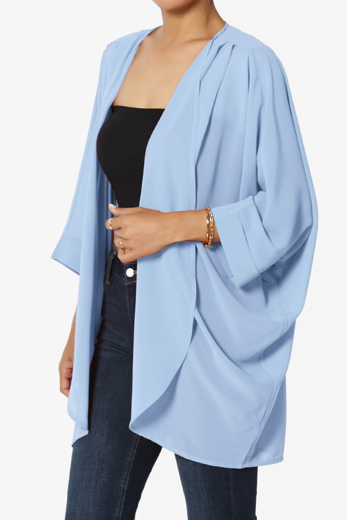 Blivia Pleated Kimono Chiffon Cardigan LIGHT BLUE_3