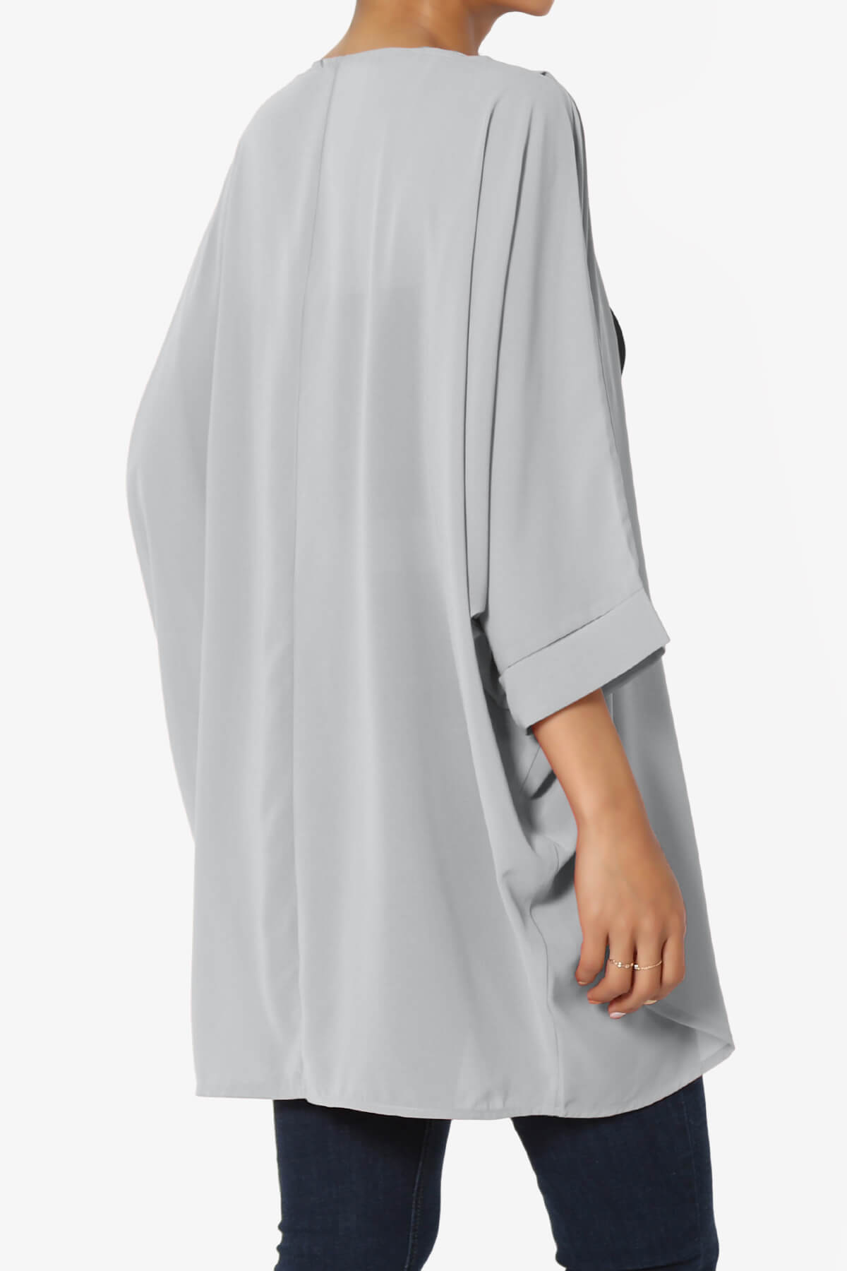Blivia Pleated Kimono Chiffon Cardigan LIGHT GREY_4