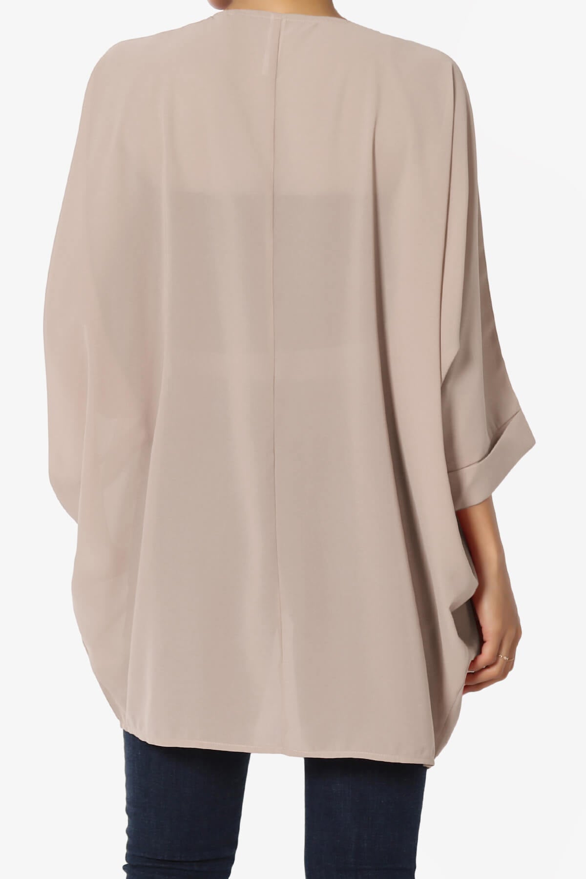 Blivia Pleated Kimono Chiffon Cardigan LIGHT MOCHA_2