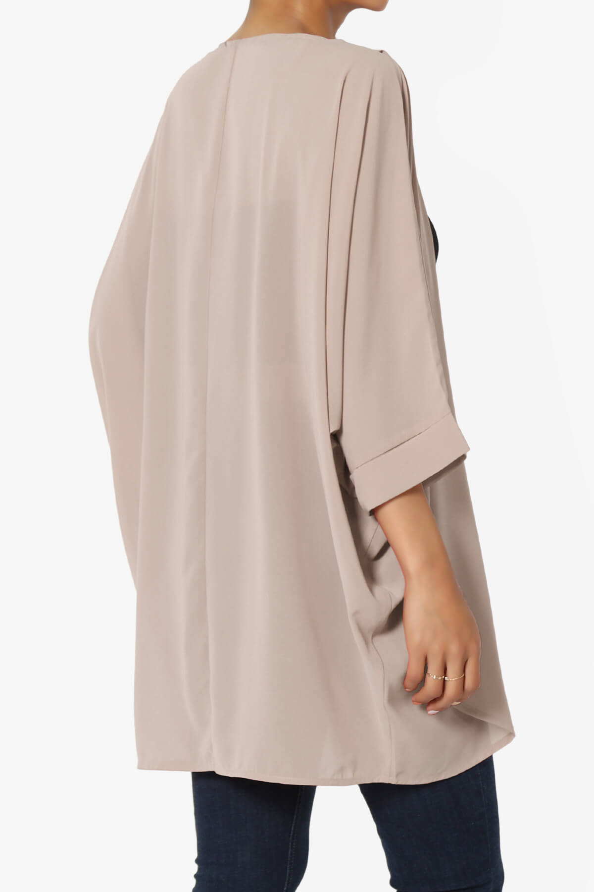 Blivia Pleated Kimono Chiffon Cardigan LIGHT MOCHA_4