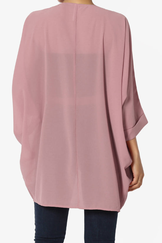 Blivia Pleated Kimono Chiffon Cardigan LIGHT ROSE_2