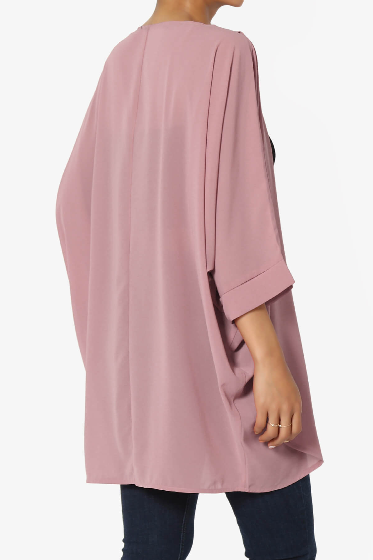 Blivia Pleated Kimono Chiffon Cardigan LIGHT ROSE_4