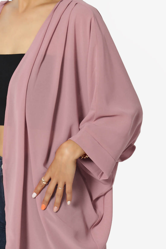 Blivia Pleated Kimono Chiffon Cardigan LIGHT ROSE_5