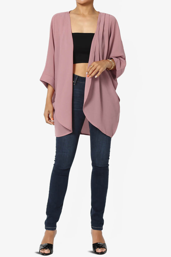 Blivia Pleated Kimono Chiffon Cardigan LIGHT ROSE_6