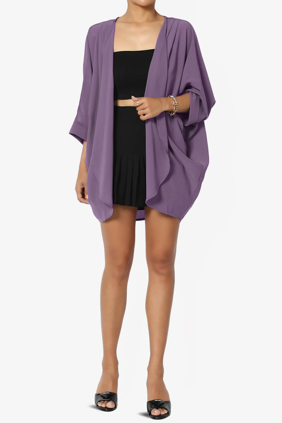 Blivia Pleated Kimono Chiffon Cardigan LILAC GREY_6