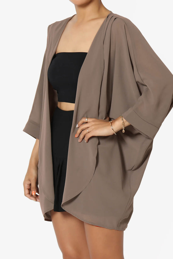Blivia Pleated Kimono Chiffon Cardigan MOCHA_3