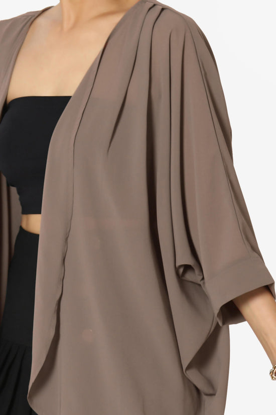 Blivia Pleated Kimono Chiffon Cardigan MOCHA_5