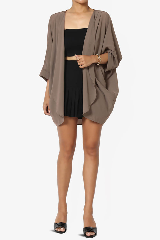 Blivia Pleated Kimono Chiffon Cardigan MOCHA_6