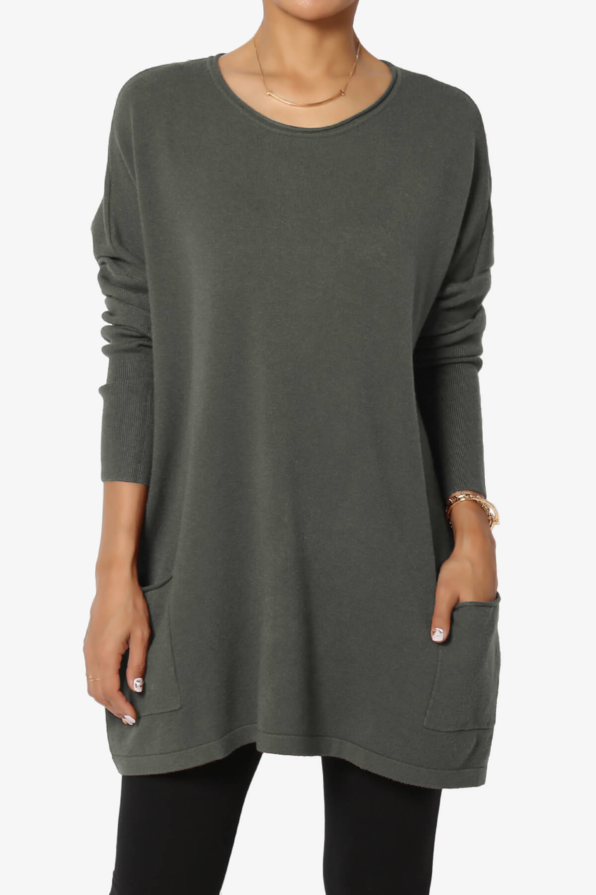 Brendi Super Soft Pocket Oversized Sweater ASH GREY_1