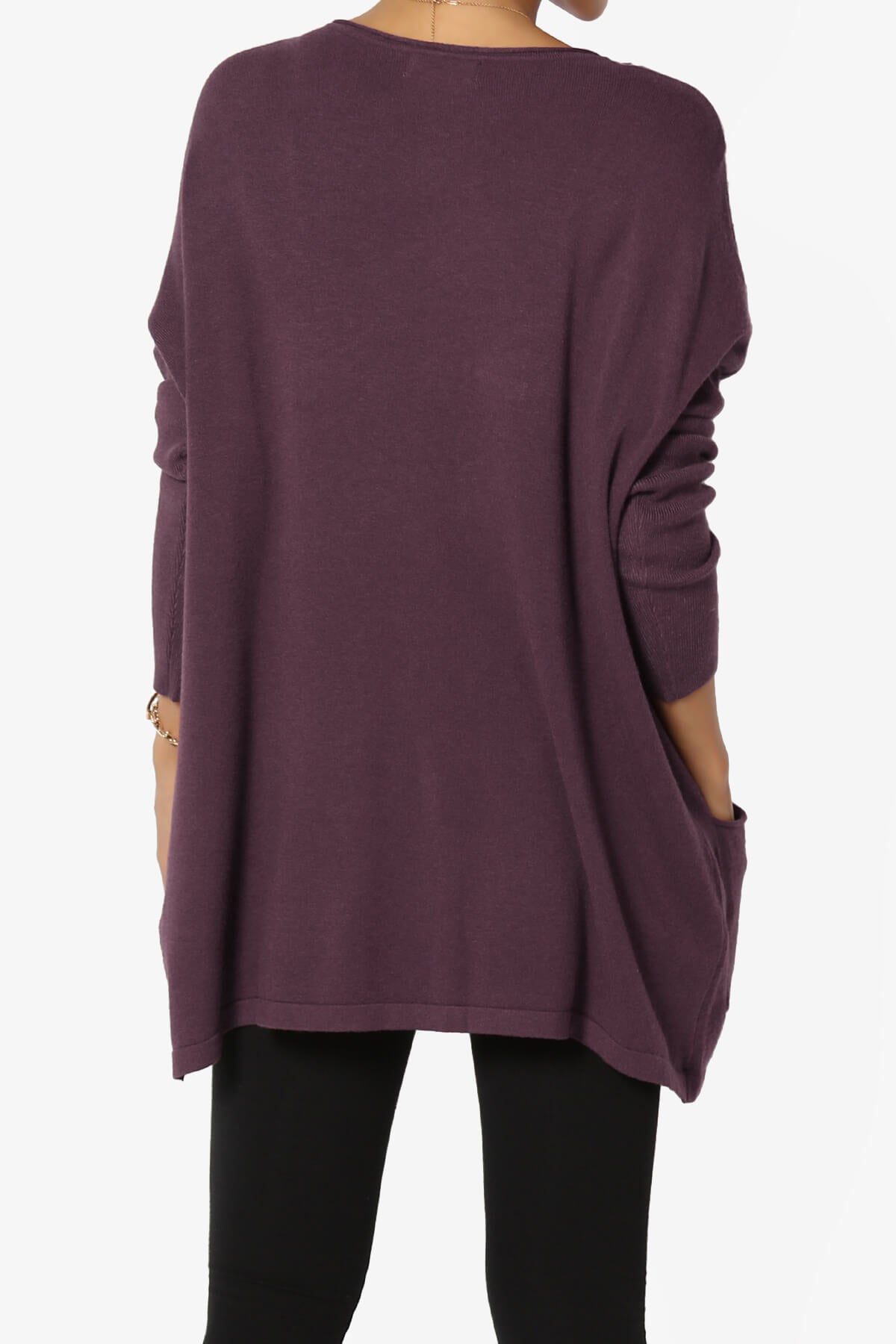Brendi Super Soft Pocket Oversized Sweater DUSTY PLUM_2
