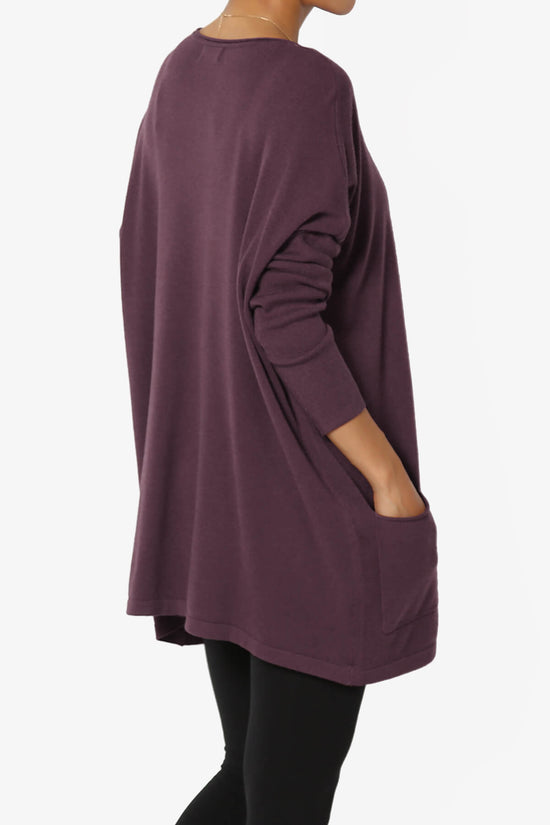 Brendi Super Soft Pocket Oversized Sweater DUSTY PLUM_4