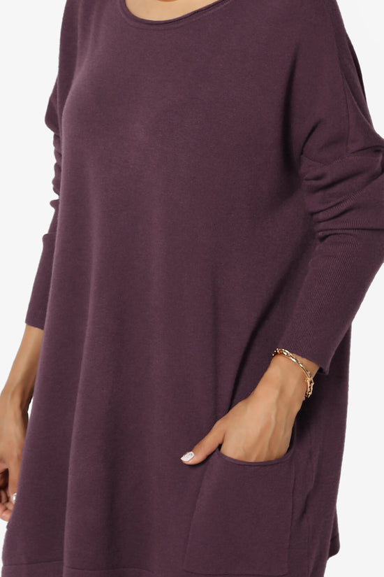 Brendi Super Soft Pocket Oversized Sweater DUSTY PLUM_5
