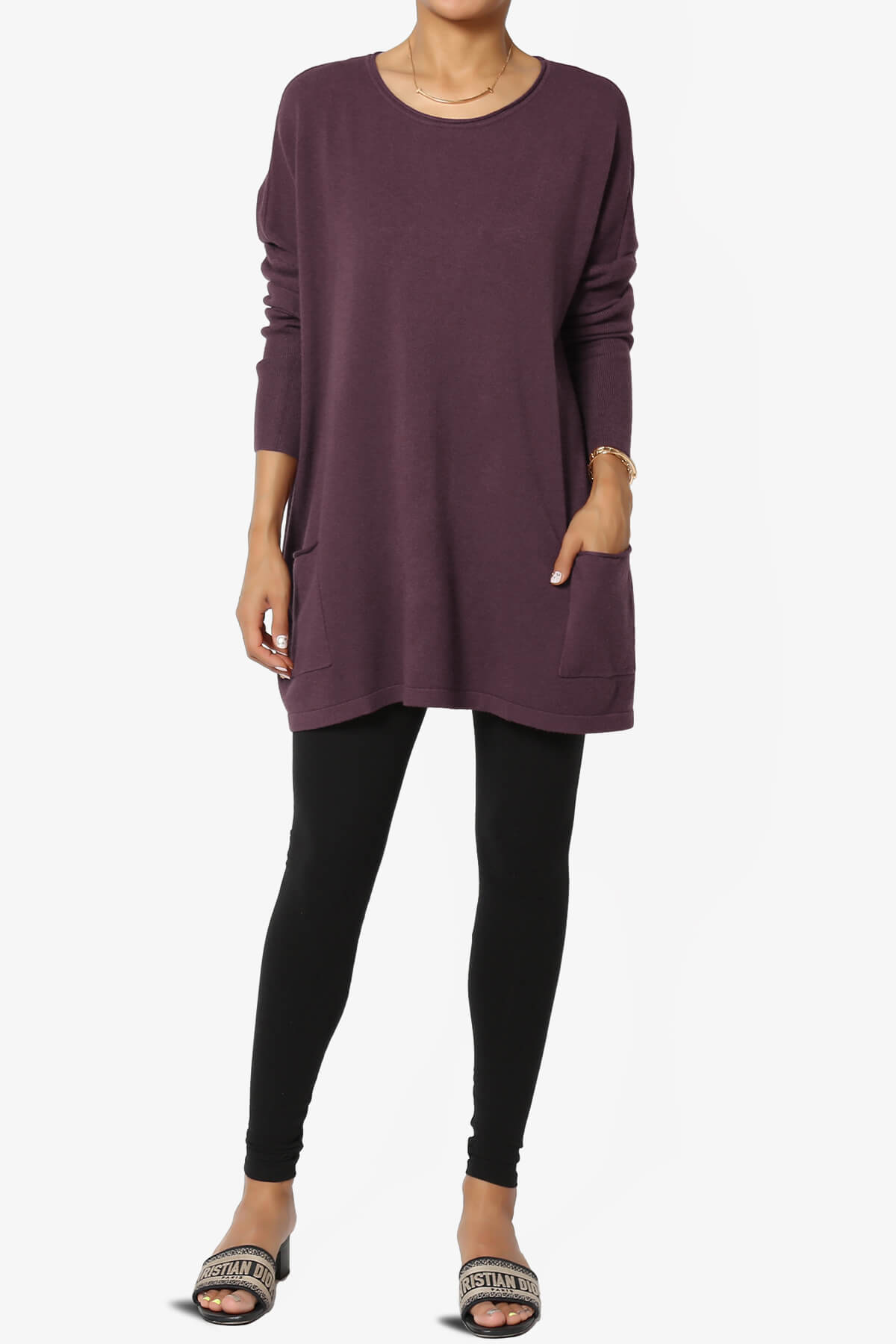 Brendi Super Soft Pocket Oversized Sweater DUSTY PLUM_6