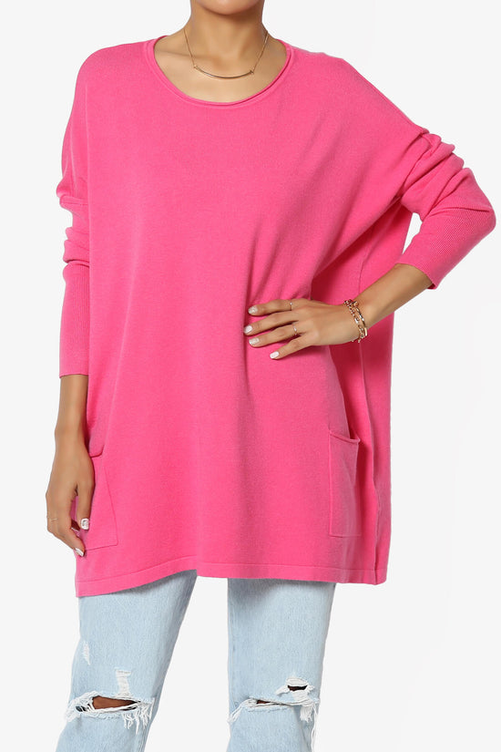 Brendi Super Soft Pocket Oversized Sweater FUCHSIA_1