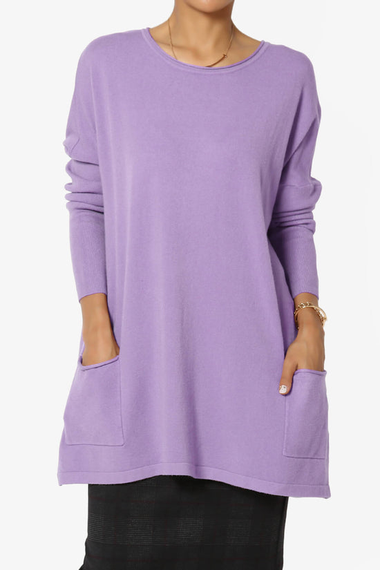 Brendi Super Soft Pocket Oversized Sweater LAVENDER_1