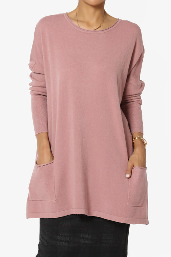 Brendi Super Soft Pocket Oversized Sweater LIGHT ROSE_1