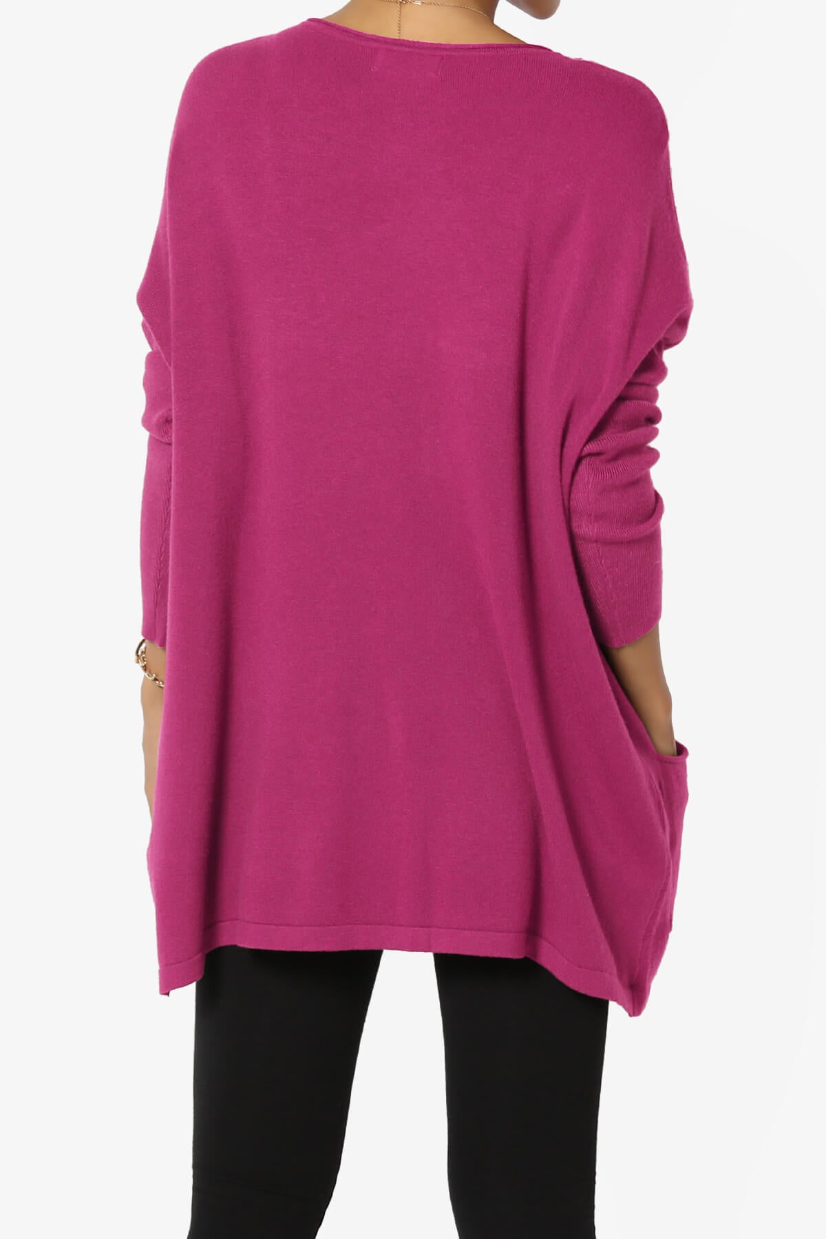 Brendi Super Soft Pocket Oversized Sweater MAGENTA_2