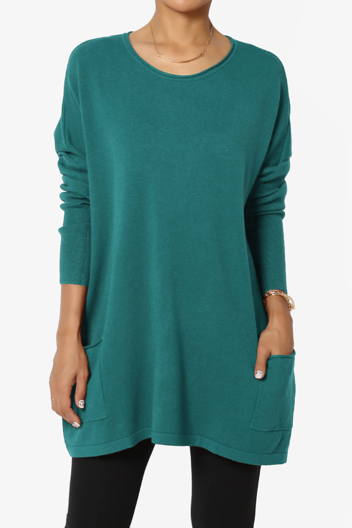 Brendi Super Soft Pocket Oversized Sweater TEAL_1