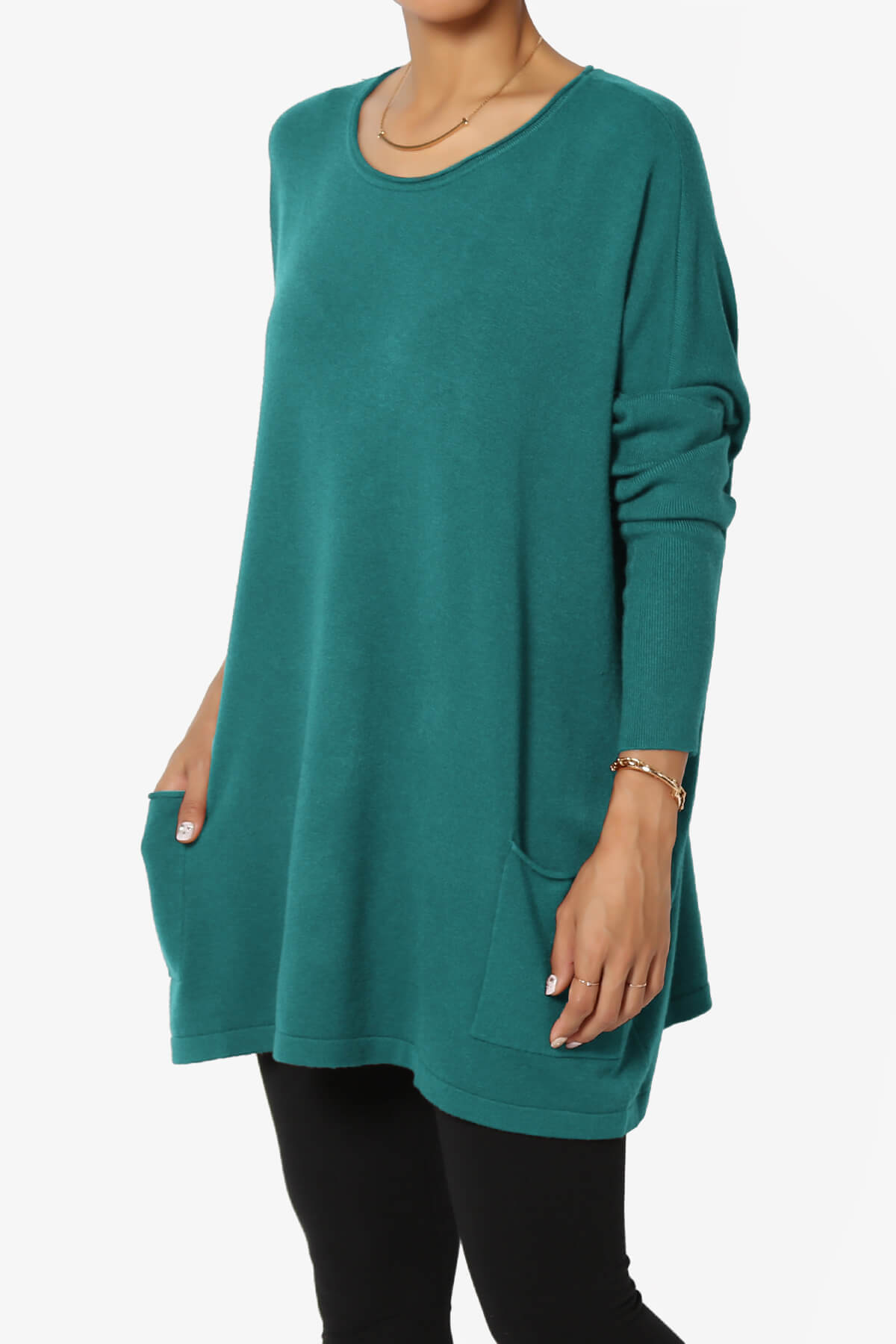 Brendi Super Soft Pocket Oversized Sweater TEAL_3