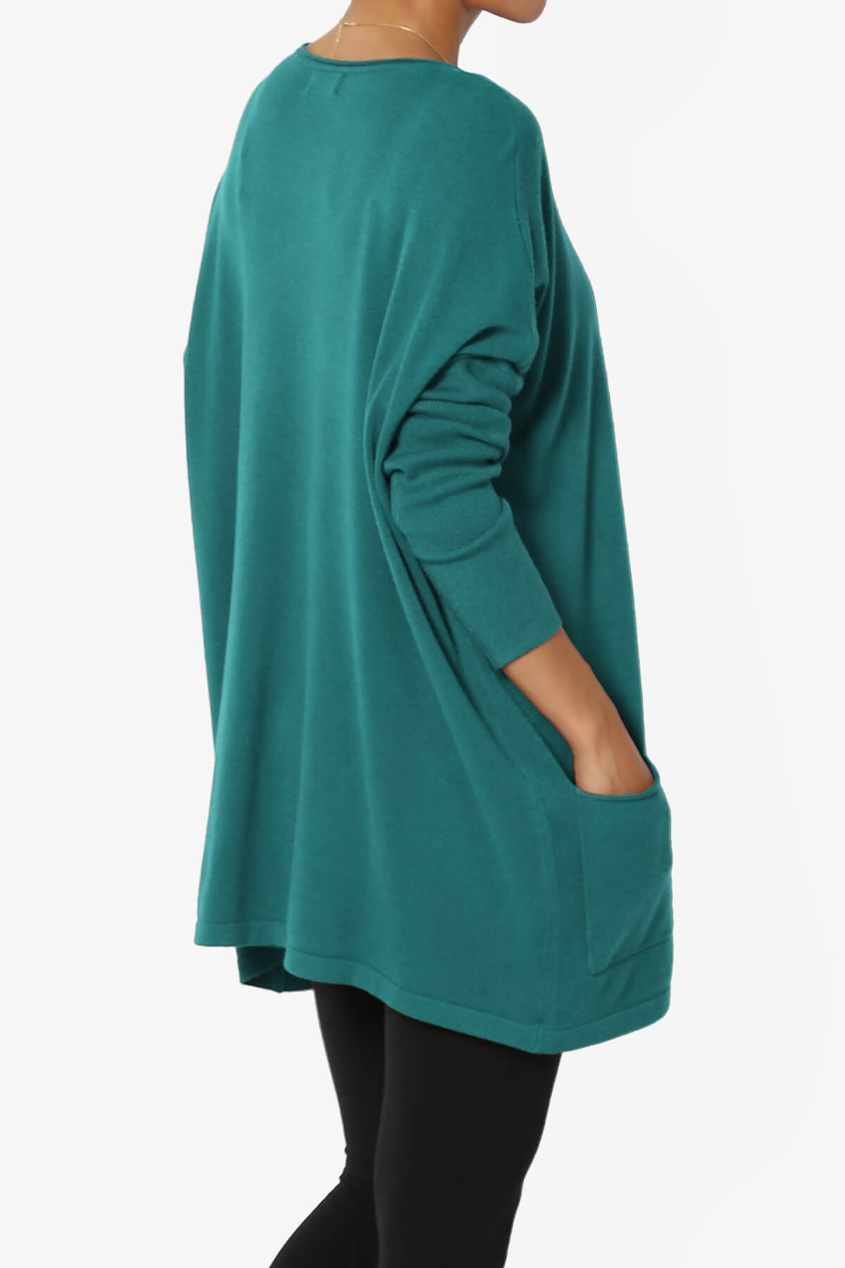 Brendi Super Soft Pocket Oversized Sweater TEAL_4