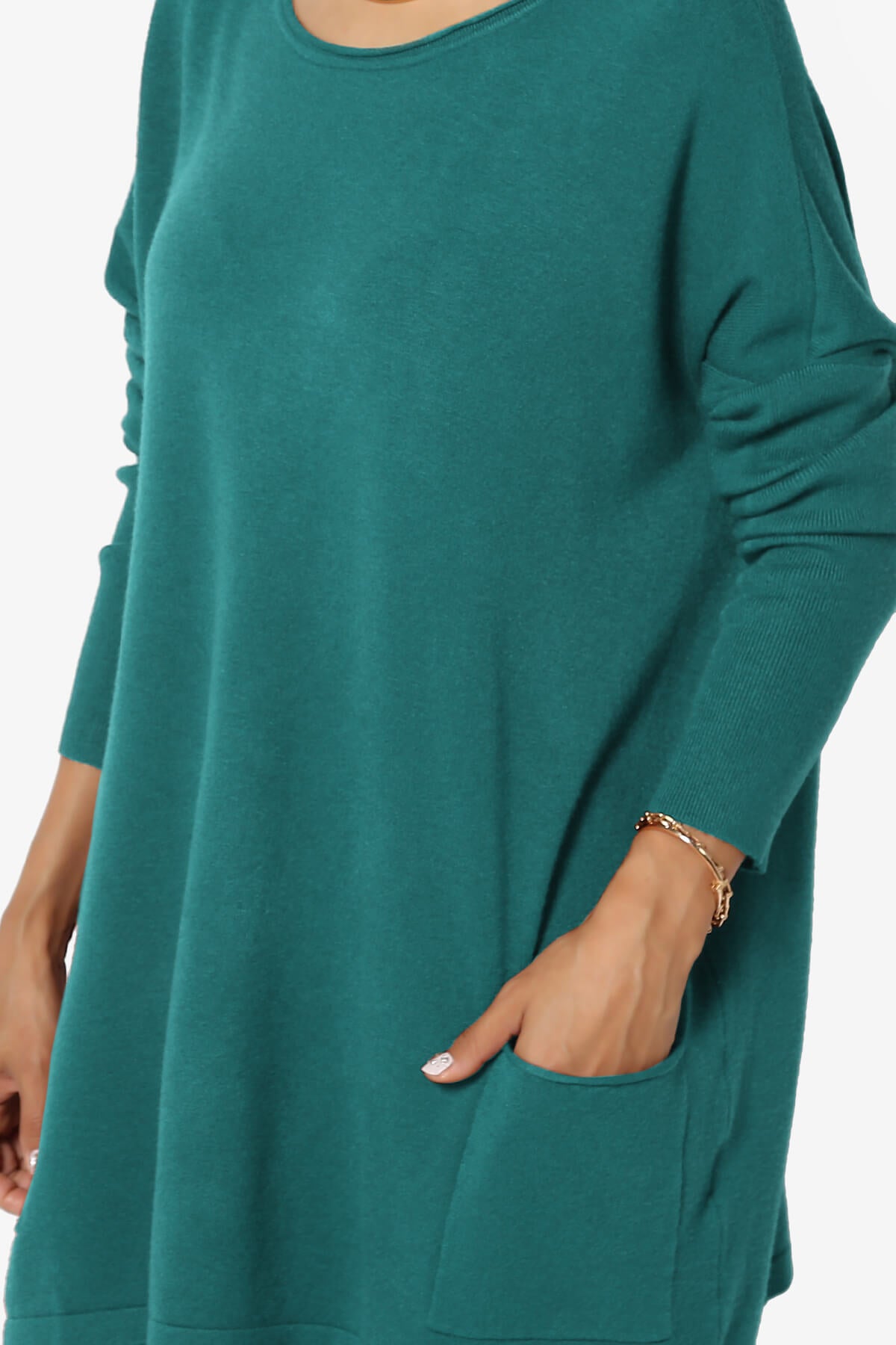 Brendi Super Soft Pocket Oversized Sweater TEAL_5