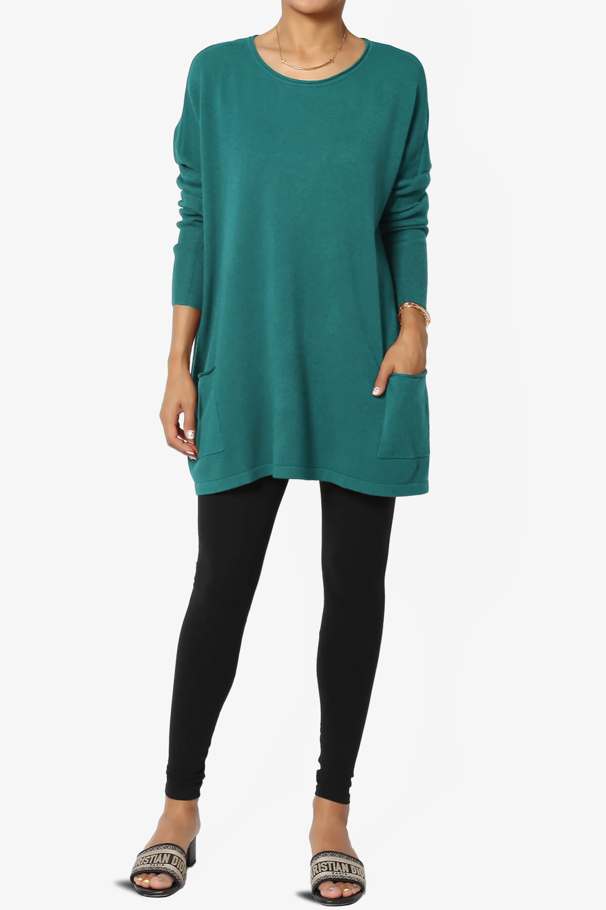 Brendi Super Soft Pocket Oversized Sweater TEAL_6